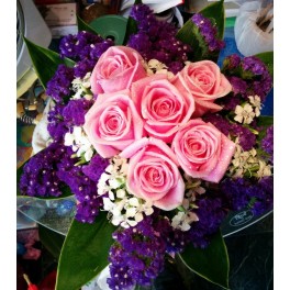 B14 6 Roses * Forget-me-not Bouquet $450